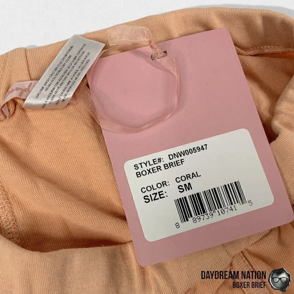 DOLLS KILL DAYDREAM NATION WOMEN’S BOXER BRIEF BOY SHORTS IN CORAL PINK SMALL